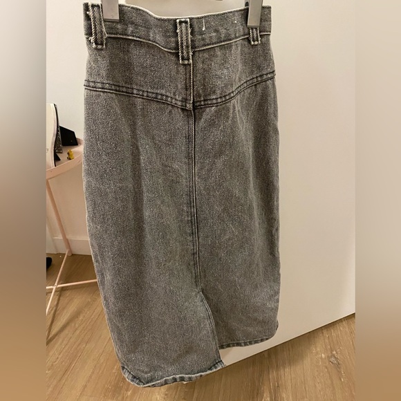 light gray denim 100% cotton vintage midi skirt - Picture 2 of 5